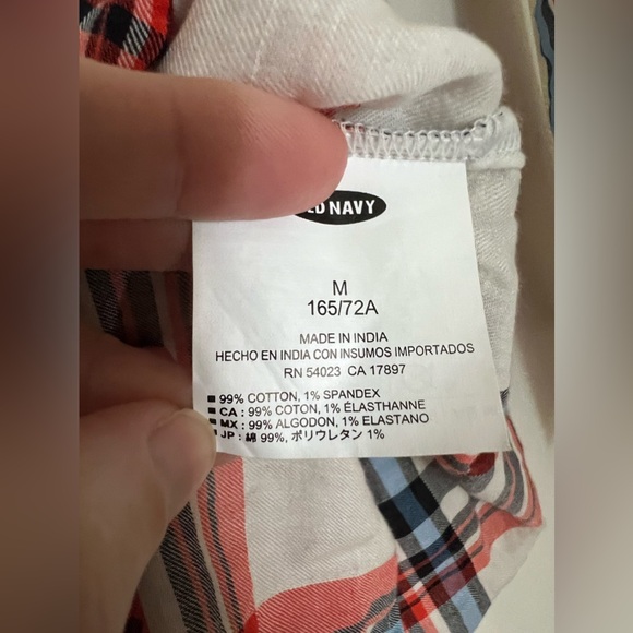 Old Navy Women Top Medium Orange Plaid Flannel Long Sleeve Button Up Collar- Med - Picture 4 of 5